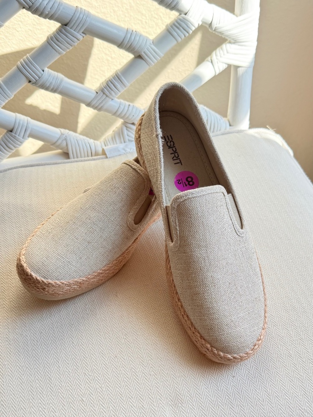Esprit Nadine Women's Espadrille Slip On Canvas Crochet Beige Size 8.5 NWOB - Picture 1 of 13
